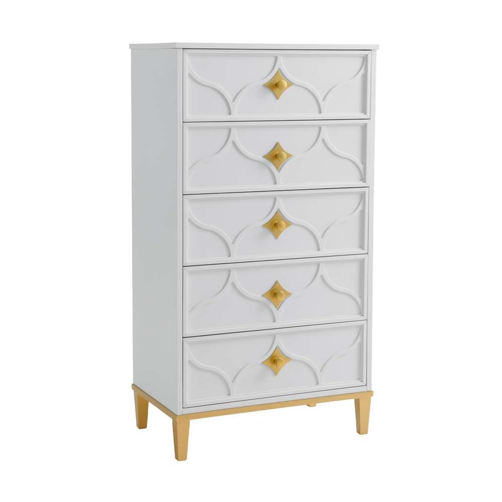 Martin Svensson Home -  Emma  5-Drawer Chest, White and Gold - 6805725 veiw 2
