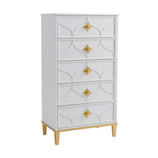 Martin Svensson Home -  Emma  5-Drawer Chest, White and Gold - 6805725 veiw 2