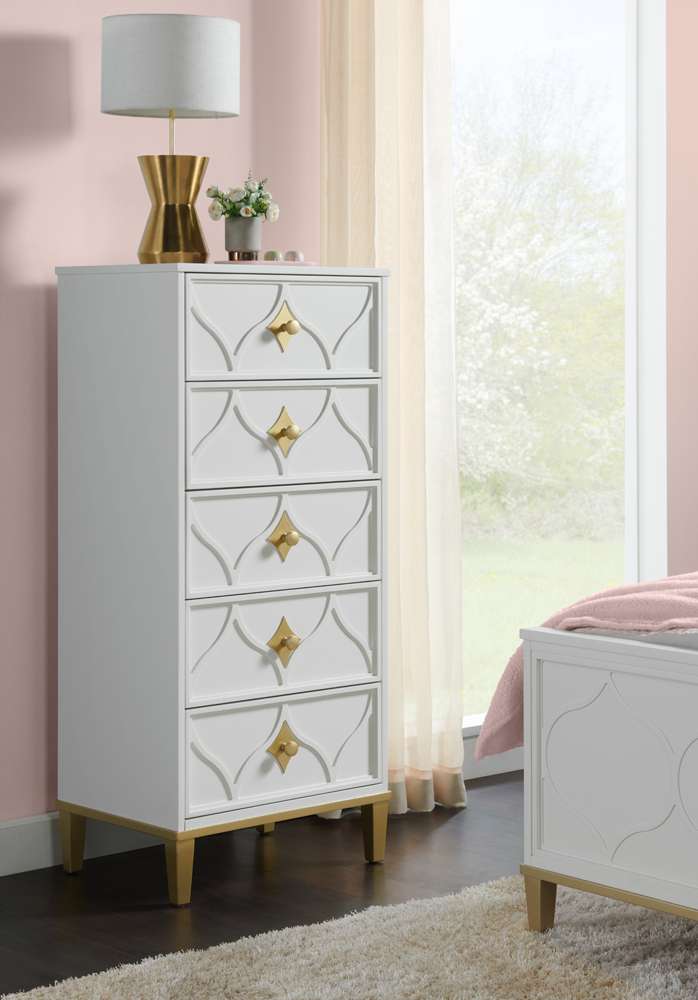 Martin Svensson Home -  Emma 5-Drawer Lingerie Chest, White and Gold - 6805724 veiw 1