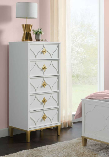 Martin Svensson Home -  Emma 5-Drawer Lingerie Chest, White and Gold - 6805724 veiw 1