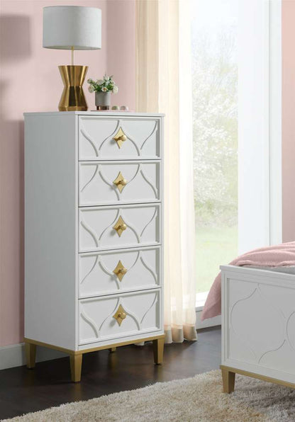 Martin Svensson Home -  Emma 5-Drawer Lingerie Chest, White and Gold - 6805724 veiw 2