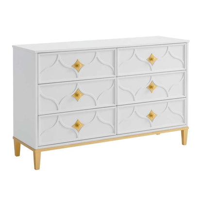 Martin Svensson Home -  Emma 6-Drawer Dresser, White and Gold - 6805706 veiw 1