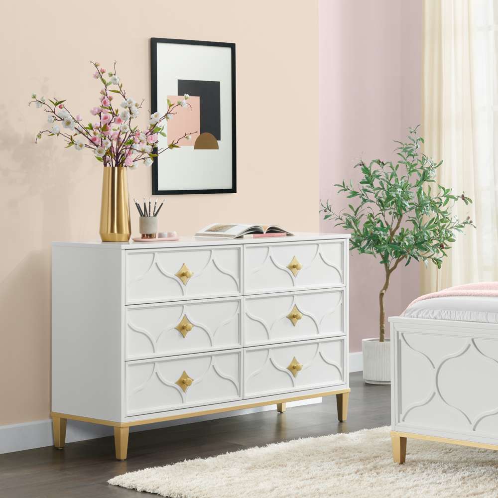 Martin Svensson Home -  Emma 6-Drawer Dresser, White and Gold - 6805706 veiw 4