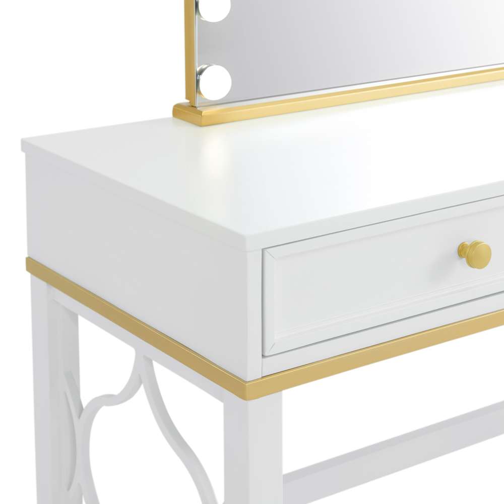 Martin Svensson Home -  Emma Vanity with Mirror and Stool, White and Gold - 6805728 veiw 4