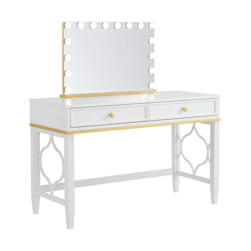 Martin Svensson Home -  Emma Vanity with Mirror and Stool, White and Gold - 6805728 veiw 5