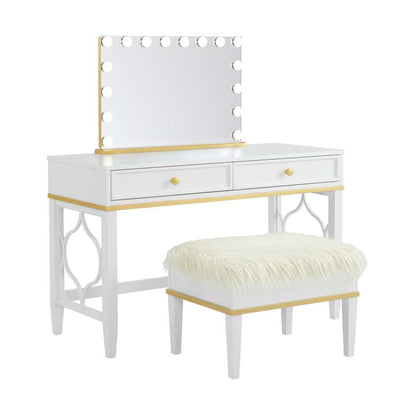 Martin Svensson Home -  Emma Vanity with Mirror and Stool, White and Gold - 6805728 veiw 6