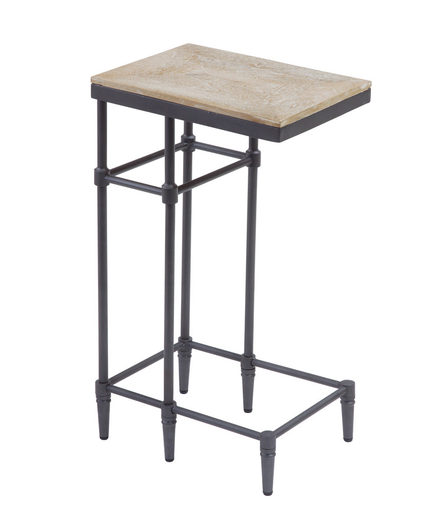 Martin Svensson Home - Fenway 10 Solid Wood and Metal C Table in Pickled Mango - 8714333_CLOSEOUT