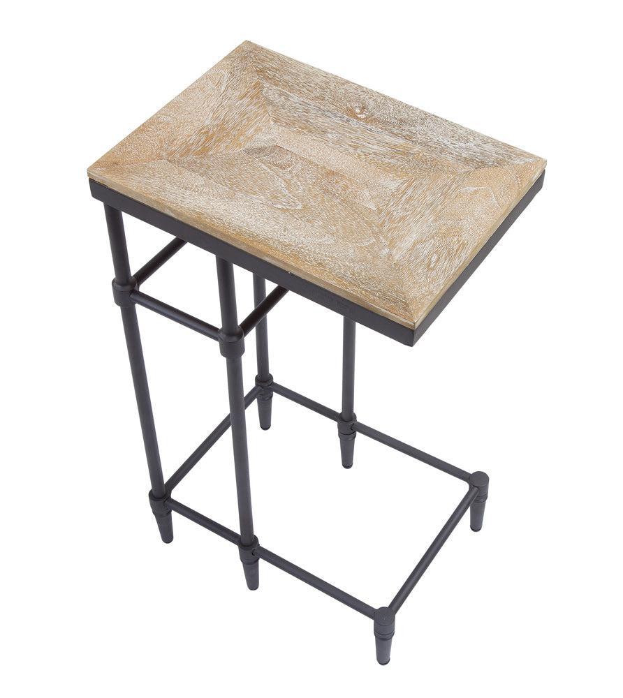 Martin Svensson Home - Fenway 10 Solid Wood and Metal C Table in Pickled Mango - 8714333_CLOSEOUT