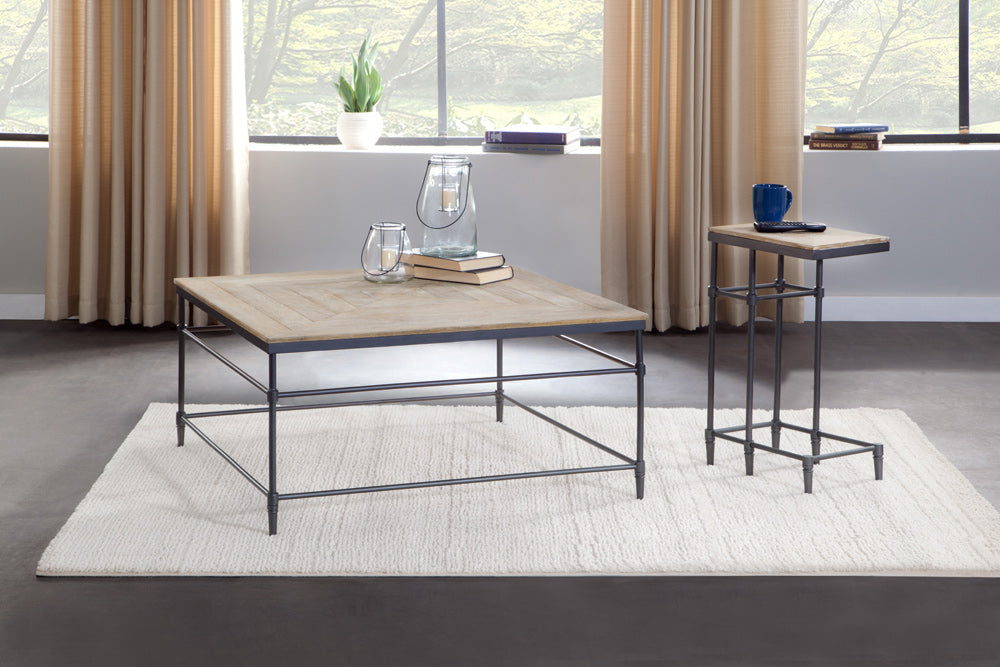 Martin Svensson Home - Fenway 10 Solid Wood and Metal C Table in Pickled Mango - 8714333_CLOSEOUT