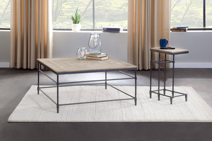 Martin Svensson Home - Fenway 10 Solid Wood and Metal C Table in Pickled Mango - 8714333_CLOSEOUT