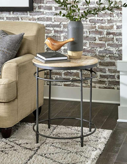 Martin Svensson Home  - Fenway 22in Solid Wood and Metal Mango Round End Table - 8714221 veiw 1