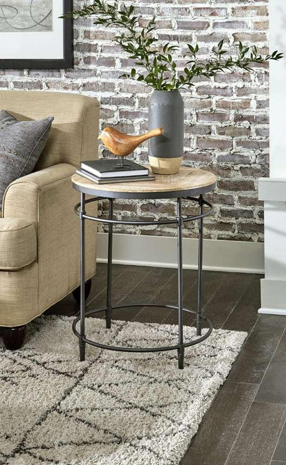 Martin Svensson Home  - Fenway 22in Solid Wood and Metal Mango Round End Table - 8714221 veiw 2