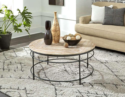 Martin Svensson Home  - Fenway 38in Solid Wood and Metal Mango Round Coffee Table - 8714211 veiw 1