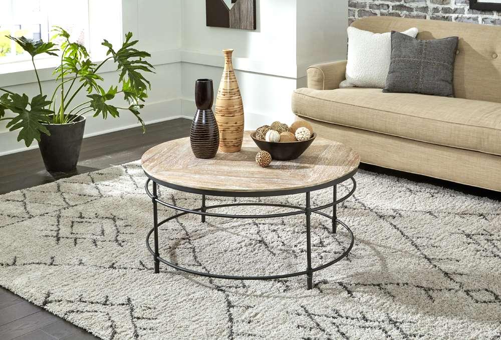 Martin Svensson Home  - Fenway 38in Solid Wood and Metal Mango Round Coffee Table - 8714211 veiw 2