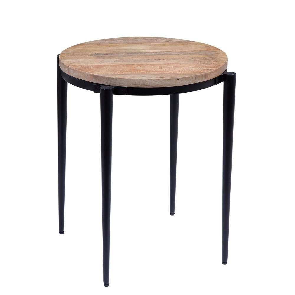 Martin Svensson Home - Florence 22 Solid Wood and Metal Round End Table in Light Mango and Black - 8706312 veiw 1