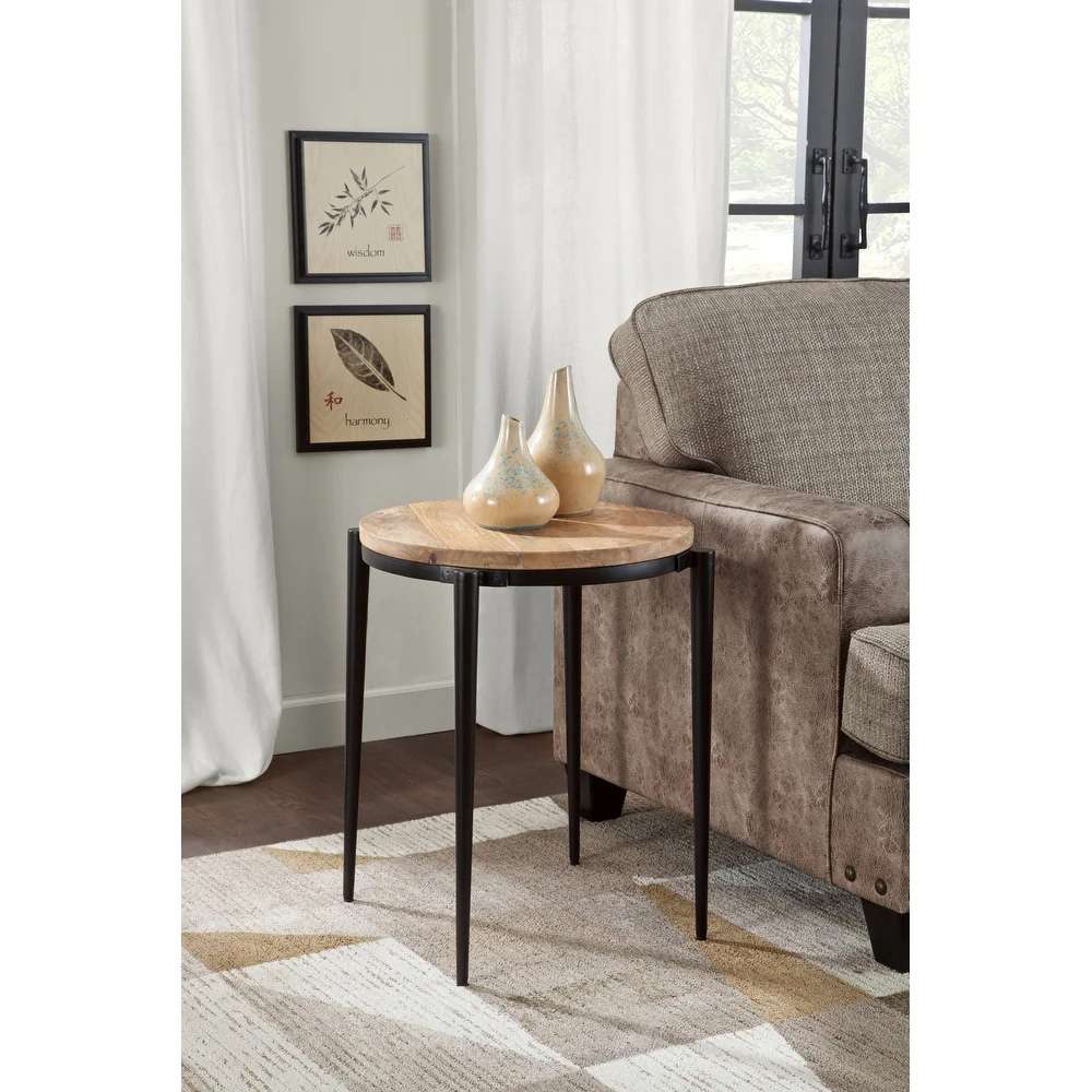 Martin Svensson Home - Florence 22 Solid Wood and Metal Round End Table in Light Mango and Black - 8706312 veiw 3