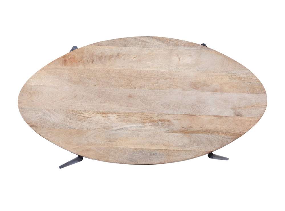 Martin Svensson Home - Florence 52 Solid Wood and Metal Oval Coffee Table in Light Mango and Black - 8706212 veiw 2