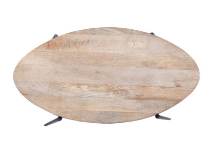 Martin Svensson Home - Florence 52 Solid Wood and Metal Oval Coffee Table in Light Mango and Black - 8706212 veiw 2
