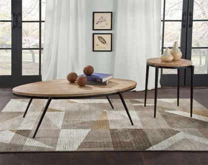 Martin Svensson Home - Florence 52 Solid Wood and Metal Oval Coffee Table in Light Mango and Black - 8706212 veiw 3