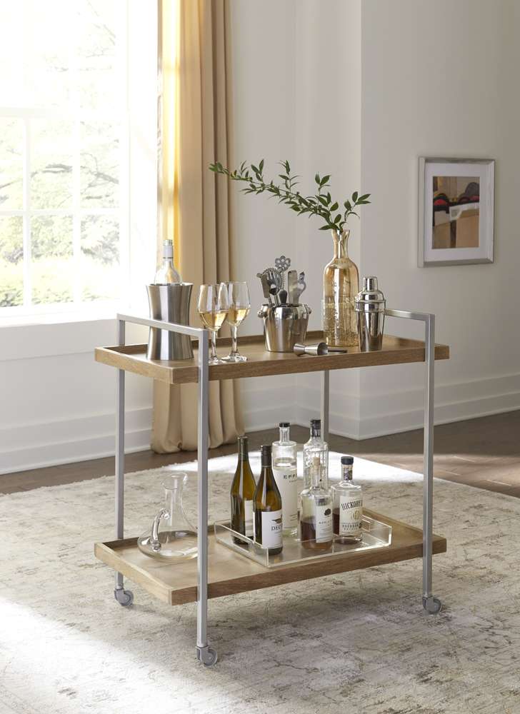 Martin Svensson Home  - Gensler 2 Shelf Solid Wood Warm Mango Bar Cart - 3714101 veiw 2