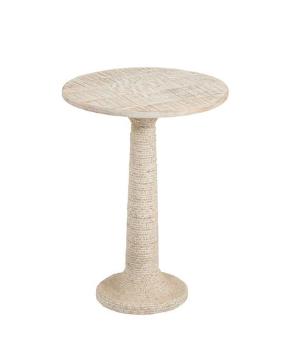 Martin Svensson Home - Kinney 18in Round Solid Wood End Table with Rope Wrapped Base, Whitewash - 3706418 veiw 1