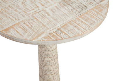 Martin Svensson Home - Kinney 18in Round Solid Wood End Table with Rope Wrapped Base, Whitewash - 3706418 veiw 4