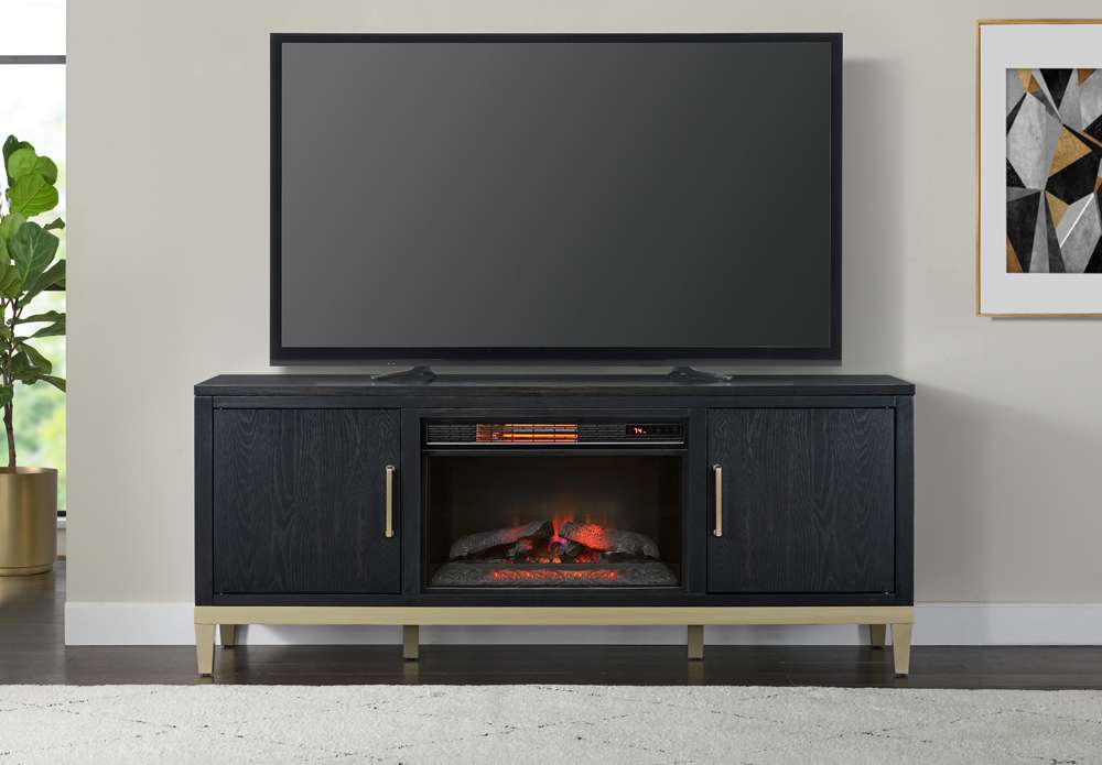 Martin Svensson Home -  Manhattan TV Stand, Black Coffee with Fireplace - 910188F veiw 1