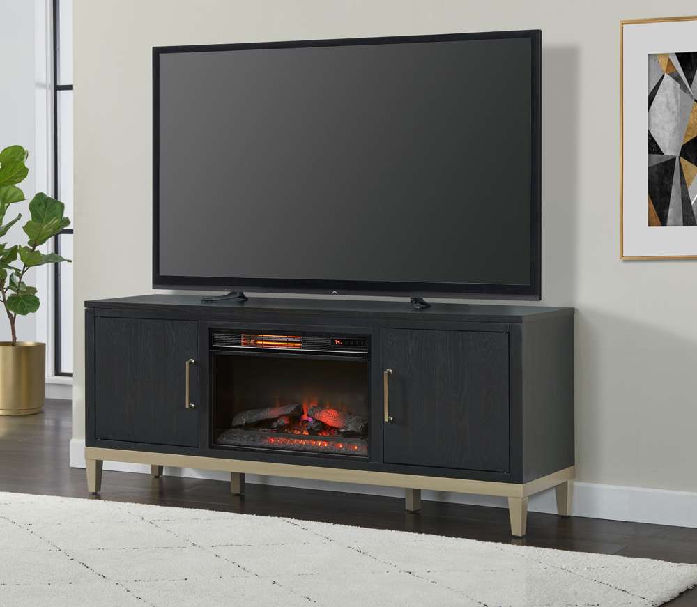 Martin Svensson Home -  Manhattan TV Stand, Black Coffee with Fireplace - 910188F veiw 2