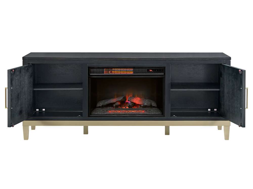 Martin Svensson Home -  Manhattan TV Stand, Black Coffee with Fireplace - 910188F veiw 4