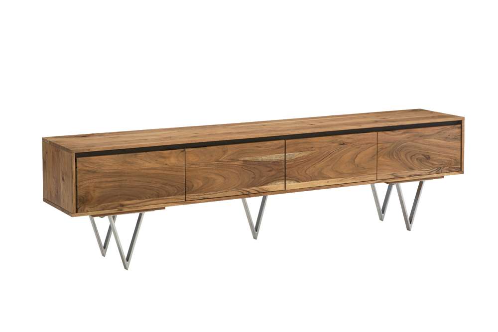 Martin Svensson Home - Maranello 4-Door 80in Solid Wood TV Stand, Natural Acacia - 9713337 veiw 4