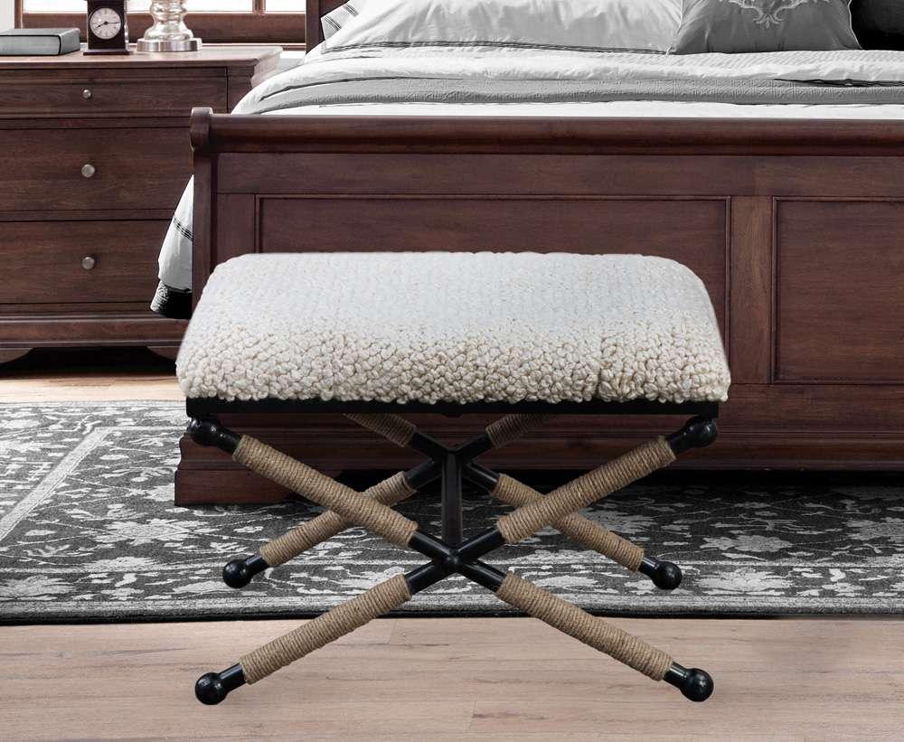 Martin Svensson Home - Martingale 25in Ivory Chunky Boucle Fabric Accent Bench  - 3706024 veiw 5