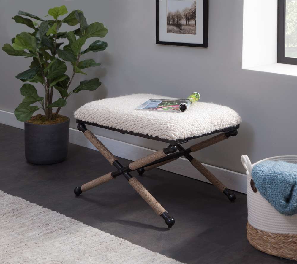 Martin Svensson Home - Martingale 25in Ivory Chunky Boucle Fabric Accent Bench  - 3706024 veiw 6