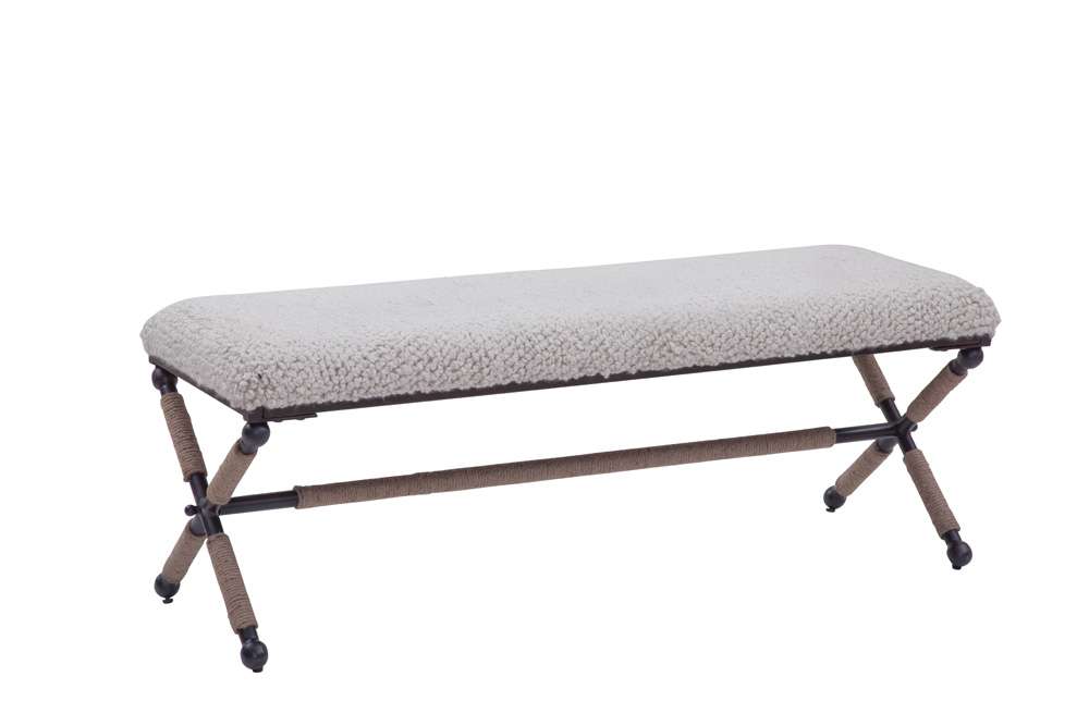 Martin Svensson Home - Martingale 48in Ivory Chunky Boucle Fabric Accent Bench  - 3706036 veiw 1