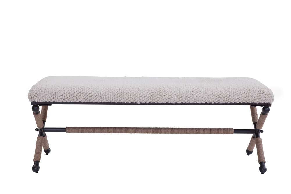 Martin Svensson Home - Martingale 48in Ivory Chunky Boucle Fabric Accent Bench  - 3706036 veiw 2