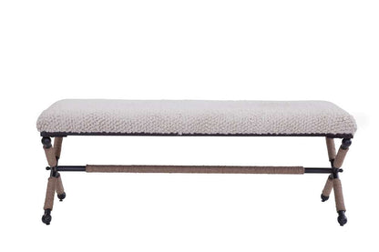 Martin Svensson Home - Martingale 48in Ivory Chunky Boucle Fabric Accent Bench  - 3706036 veiw 2