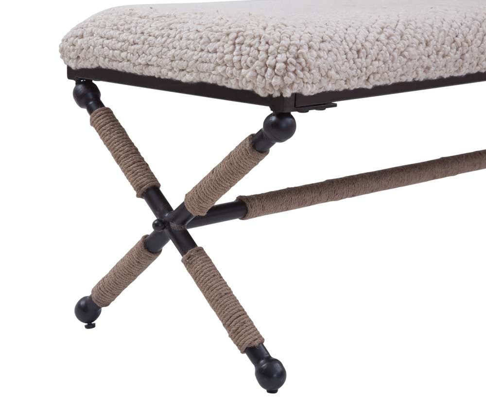 Martin Svensson Home - Martingale 48in Ivory Chunky Boucle Fabric Accent Bench  - 3706036 veiw 3