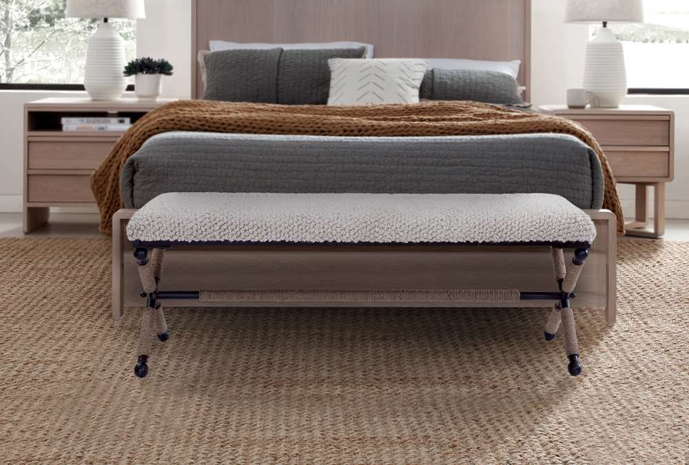 Martin Svensson Home - Martingale 48in Ivory Chunky Boucle Fabric Accent Bench  - 3706036 veiw 8