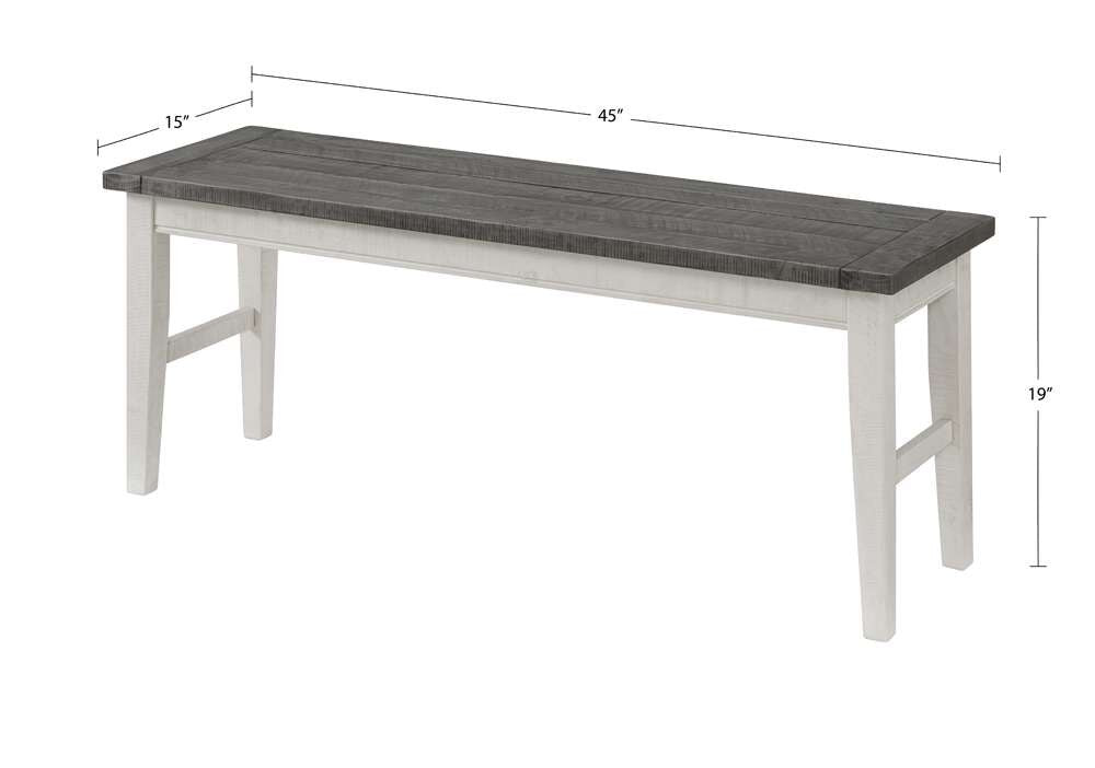 Martin Svensson Home -  Monterey 45in Solid Wood Dining Bench, White Stain and Grey - 5908935 veiw 2