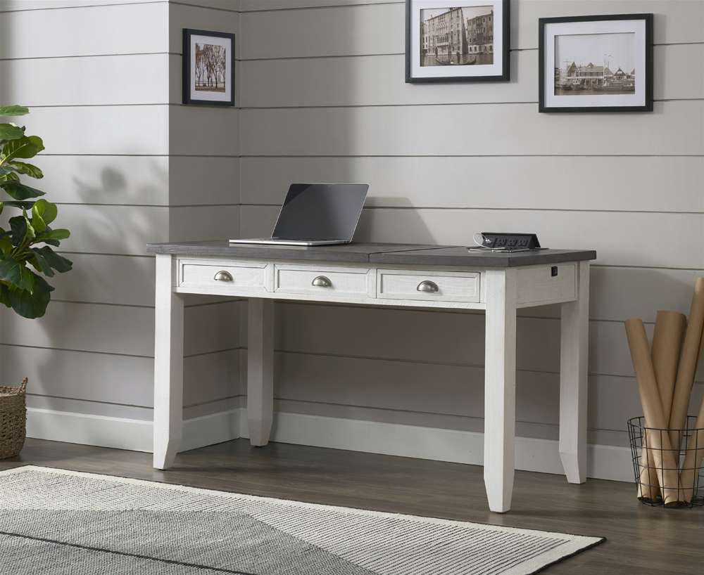 Martin Svensson Home -  Monterey 57in Lift-Top Desk with Fingerprint Lock, White Stain and Grey - 7908902 veiw 1