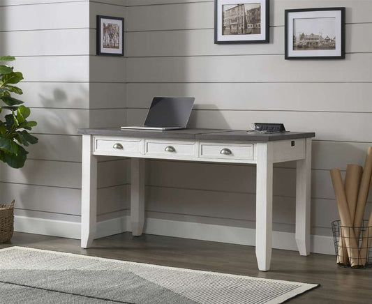 Martin Svensson Home -  Monterey 57in Lift-Top Desk with Fingerprint Lock, White Stain and Grey - 7908902 veiw 1