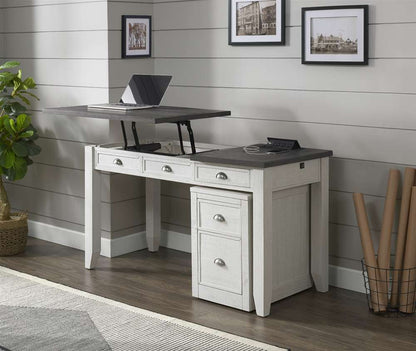 Martin Svensson Home -  Monterey 57in Lift-Top Desk with Fingerprint Lock, White Stain and Grey - 7908902 veiw 2