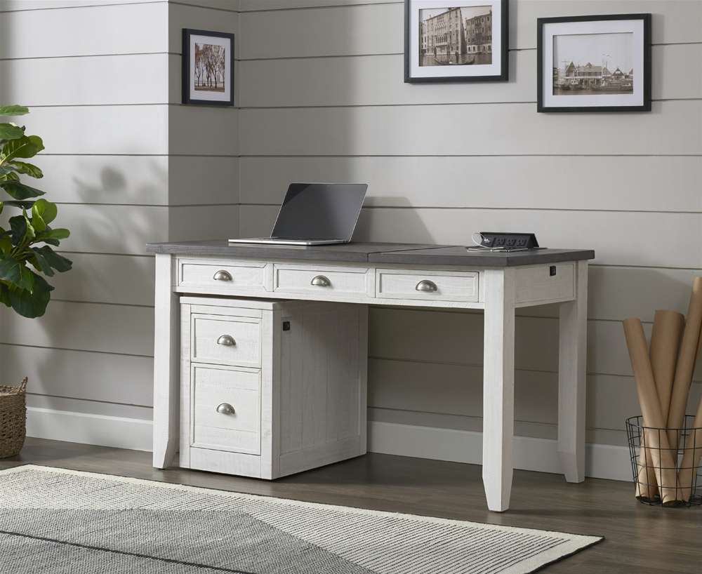 Martin Svensson Home -  Monterey 57in Lift-Top Desk with Fingerprint Lock, White Stain and Grey - 7908902 veiw 3