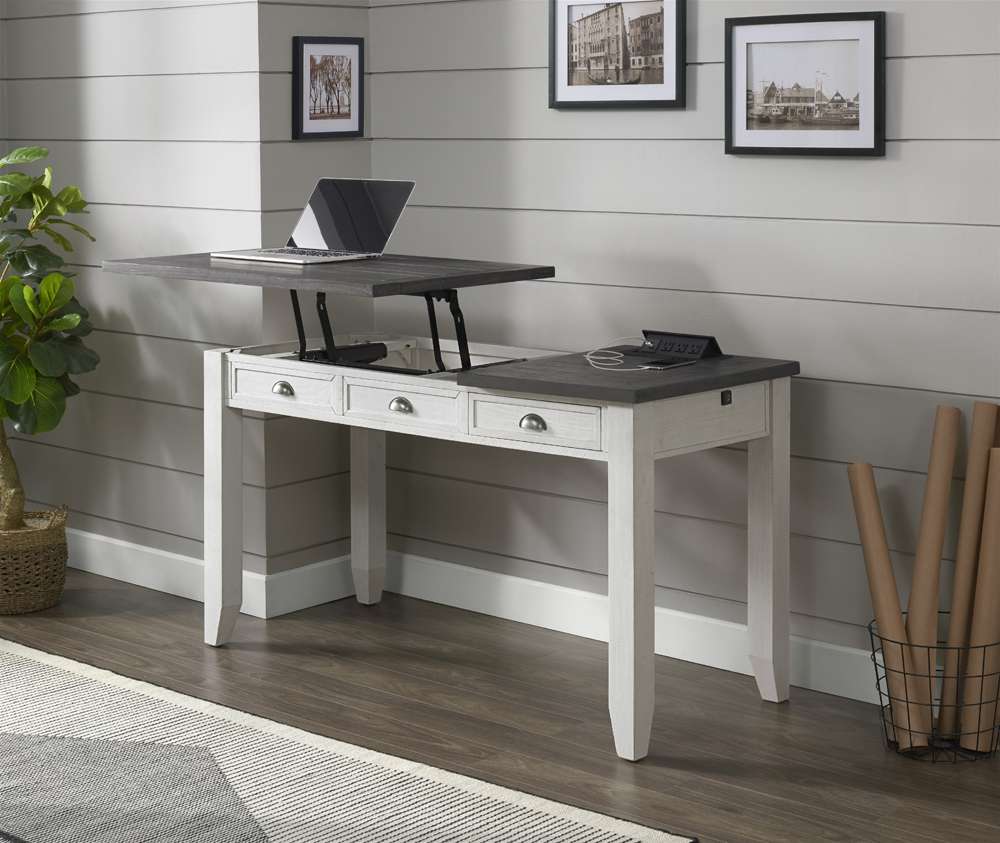 Martin Svensson Home -  Monterey 57in Lift-Top Desk with Fingerprint Lock, White Stain and Grey - 7908902 veiw 4