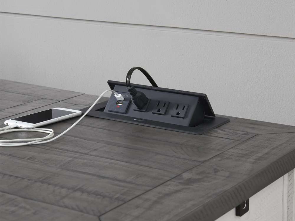 Martin Svensson Home -  Monterey 57in Lift-Top Desk with Fingerprint Lock, White Stain and Grey - 7908902 veiw 5