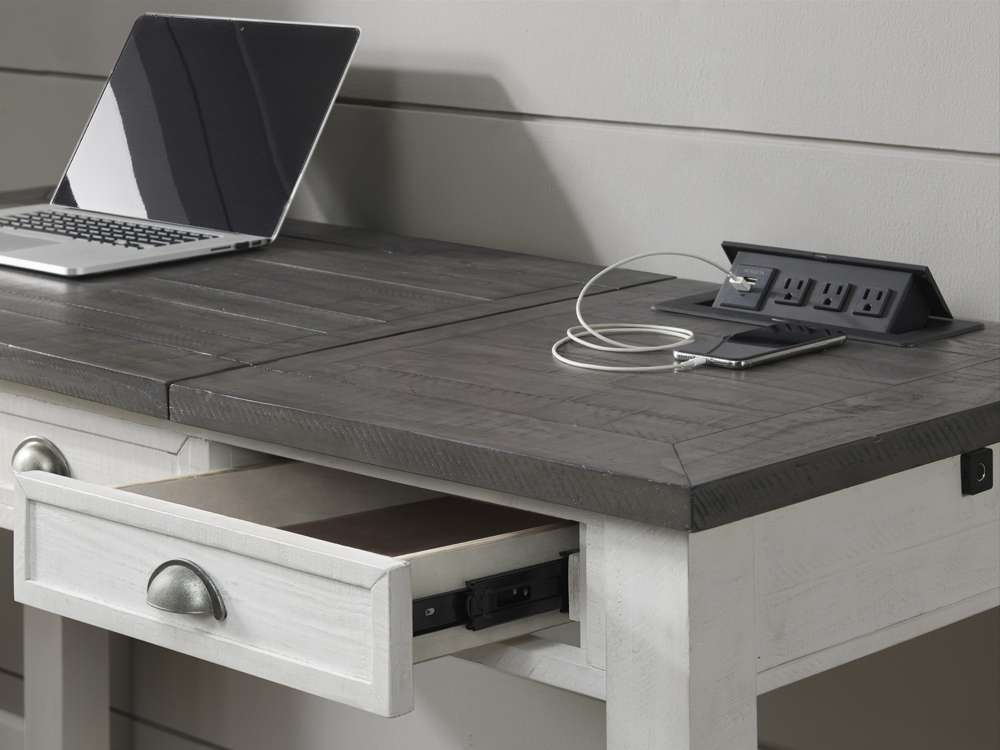 Martin Svensson Home -  Monterey 57in Lift-Top Desk with Fingerprint Lock, White Stain and Grey - 7908902 veiw 6