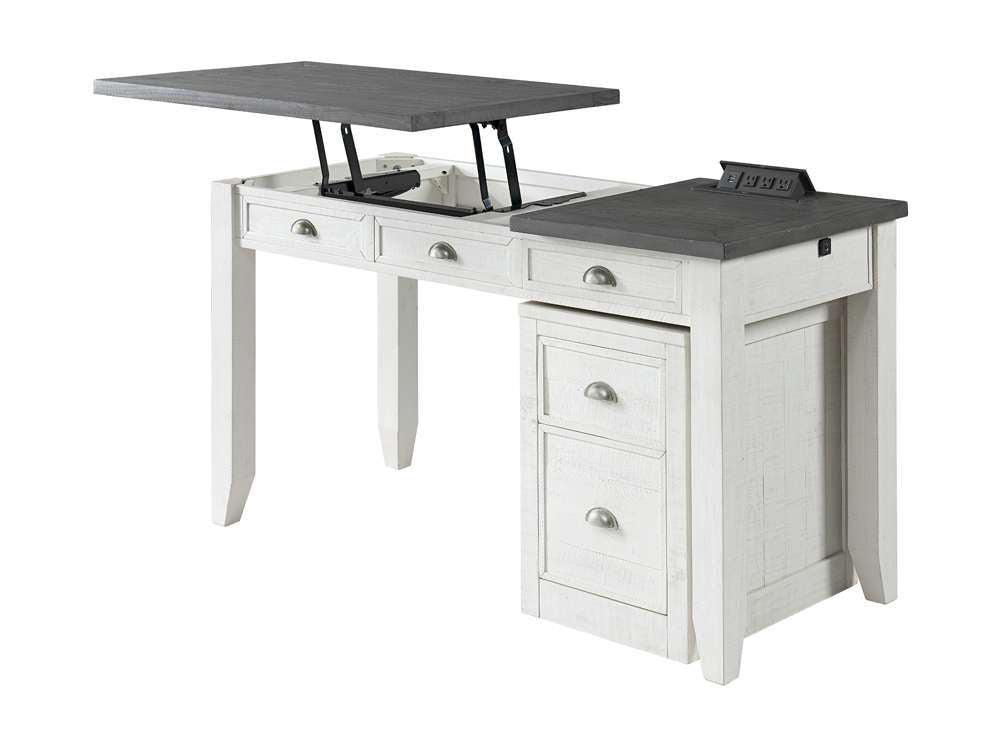 Martin Svensson Home -  Monterey 57in Lift-Top Desk with Fingerprint Lock, White Stain and Grey - 7908902 veiw 8