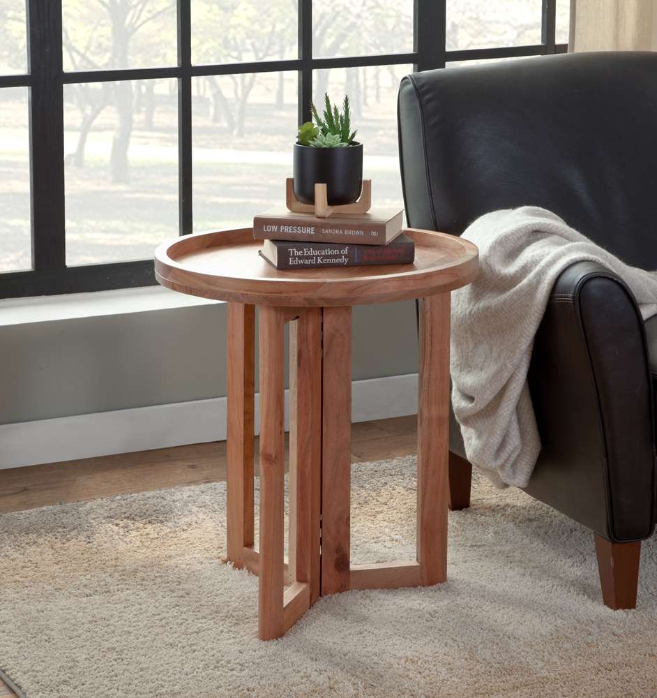 Martin Svensson Home - Naples 22in Solid Wood Round End Table, Natural Acacia  - 8713737 veiw 1