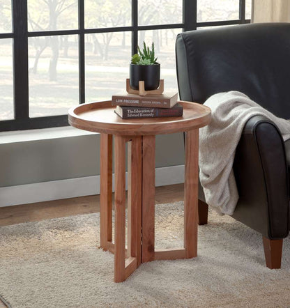 Martin Svensson Home - Naples 22in Solid Wood Round End Table, Natural Acacia  - 8713737 veiw 1