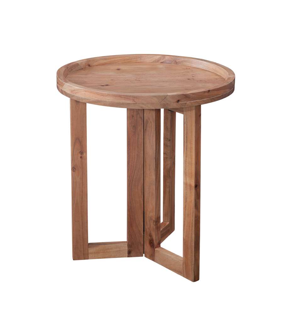 Martin Svensson Home - Naples 22in Solid Wood Round End Table, Natural Acacia  - 8713737 veiw 2