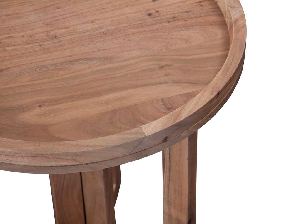 Martin Svensson Home - Naples 22in Solid Wood Round End Table, Natural Acacia  - 8713737 veiw 3